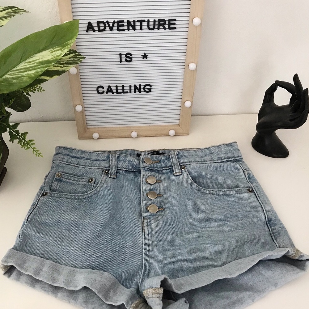 Light Denim High Waisted Shorts
